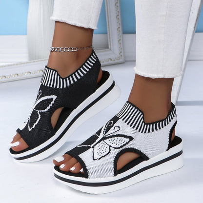 Serrano — Peep-Toe Platform Sandals with Mesh Upper