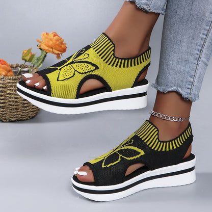 Serrano — Peep-Toe Platform Sandals with Mesh Upper