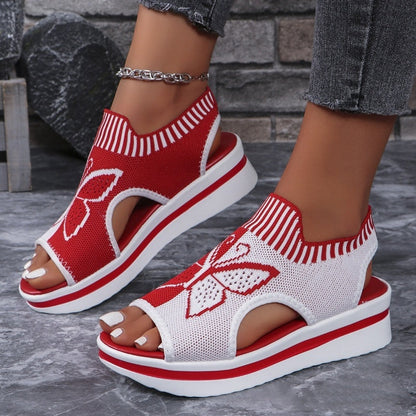 Serrano — Peep-Toe Platform Sandals with Mesh Upper