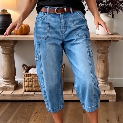 Isadella — Casual Stretchy Cropped Denim Pants