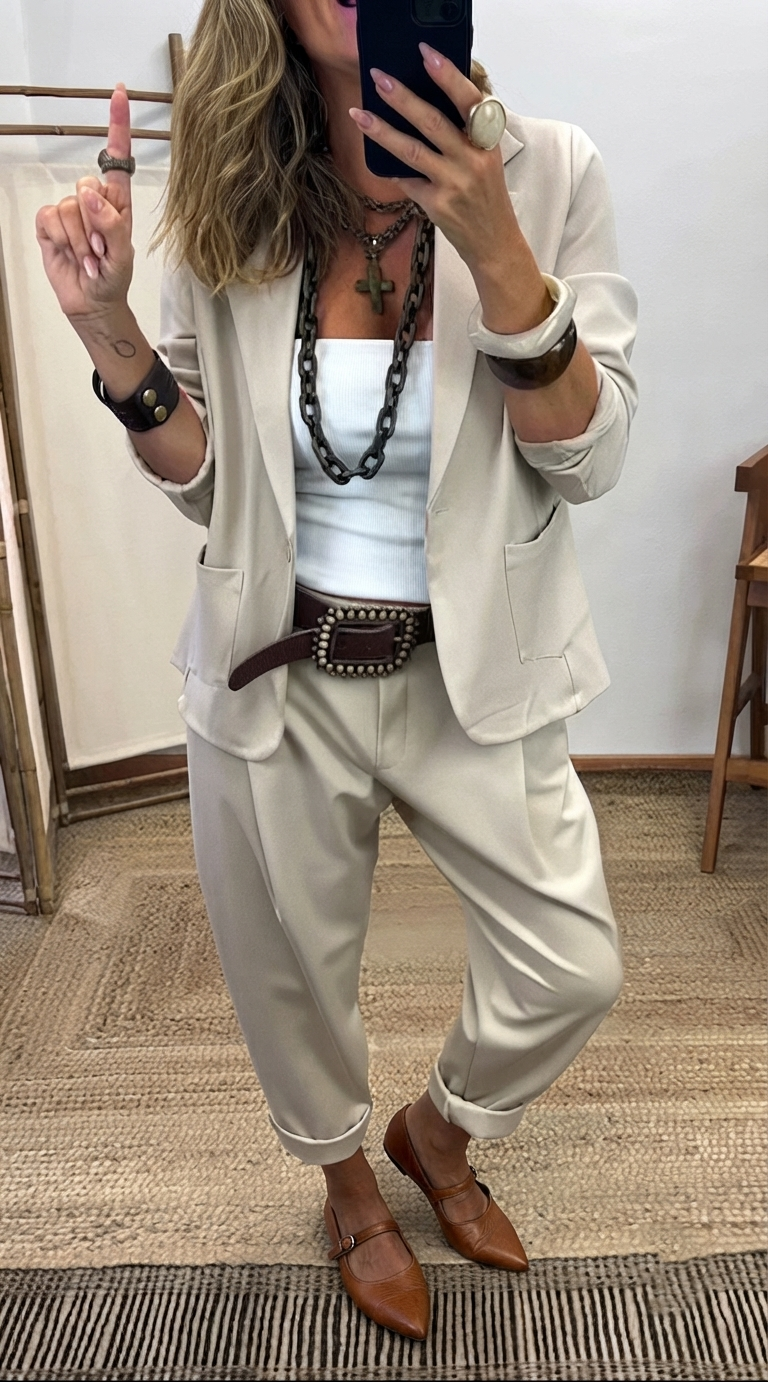 Solerra — Wrinkle-Free Collared Blazer & Trouser Suit