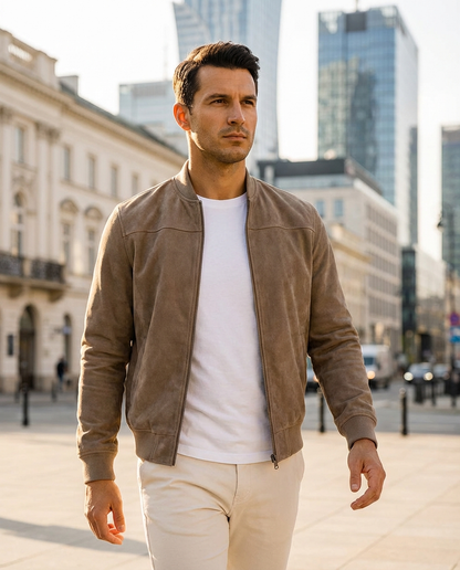 Adrian - Soft Premium Suede Bomber Jacket